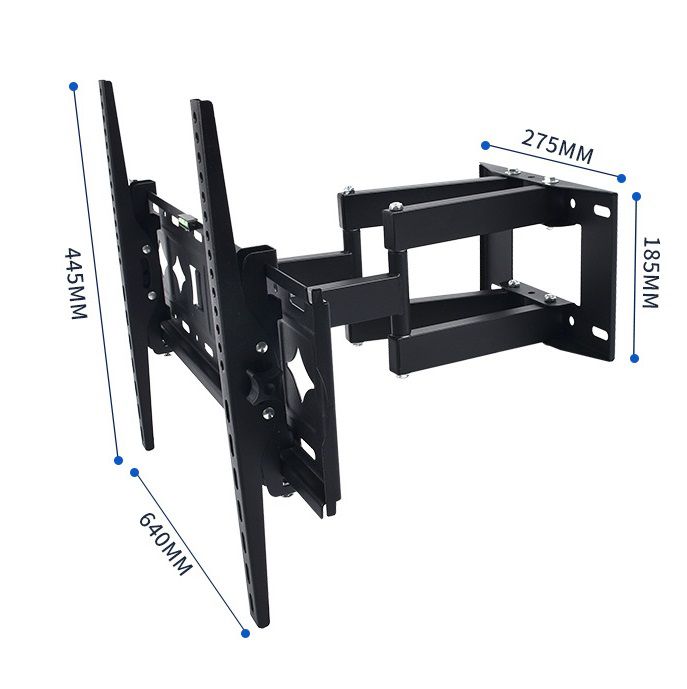 זרוע קיר פרימיום 4 תנועות למסכי ענק 32'' עד 80'' – דגם Heavy-Duty כפול מפרק עם פלס מובנה – תמונה 3