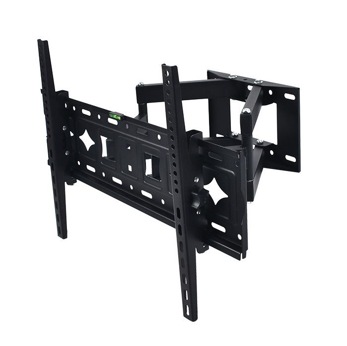 זרוע קיר פרימיום 4 תנועות למסכי ענק 32'' עד 80'' – דגם Heavy-Duty כפול מפרק עם פלס מובנה