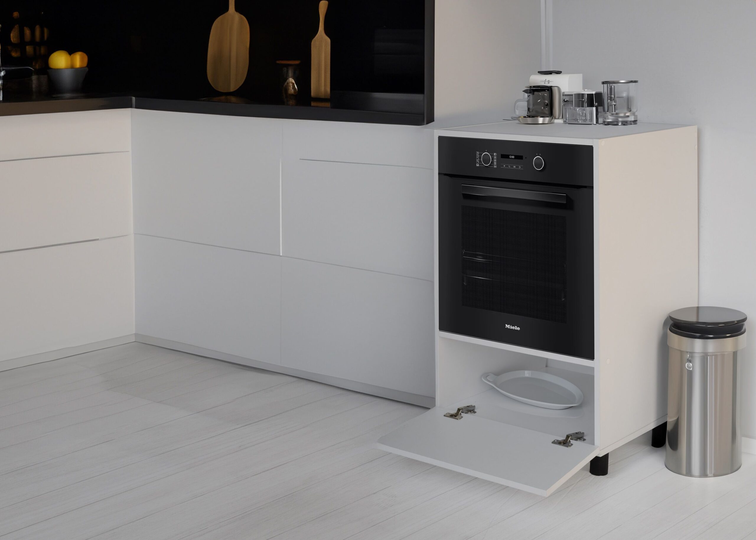 ארון שירות פרימיום לתנור Built-In דגם "קיסר" (CAESAR) – גוון לבן נקי עם משטח עליון סגור – תמונה 2