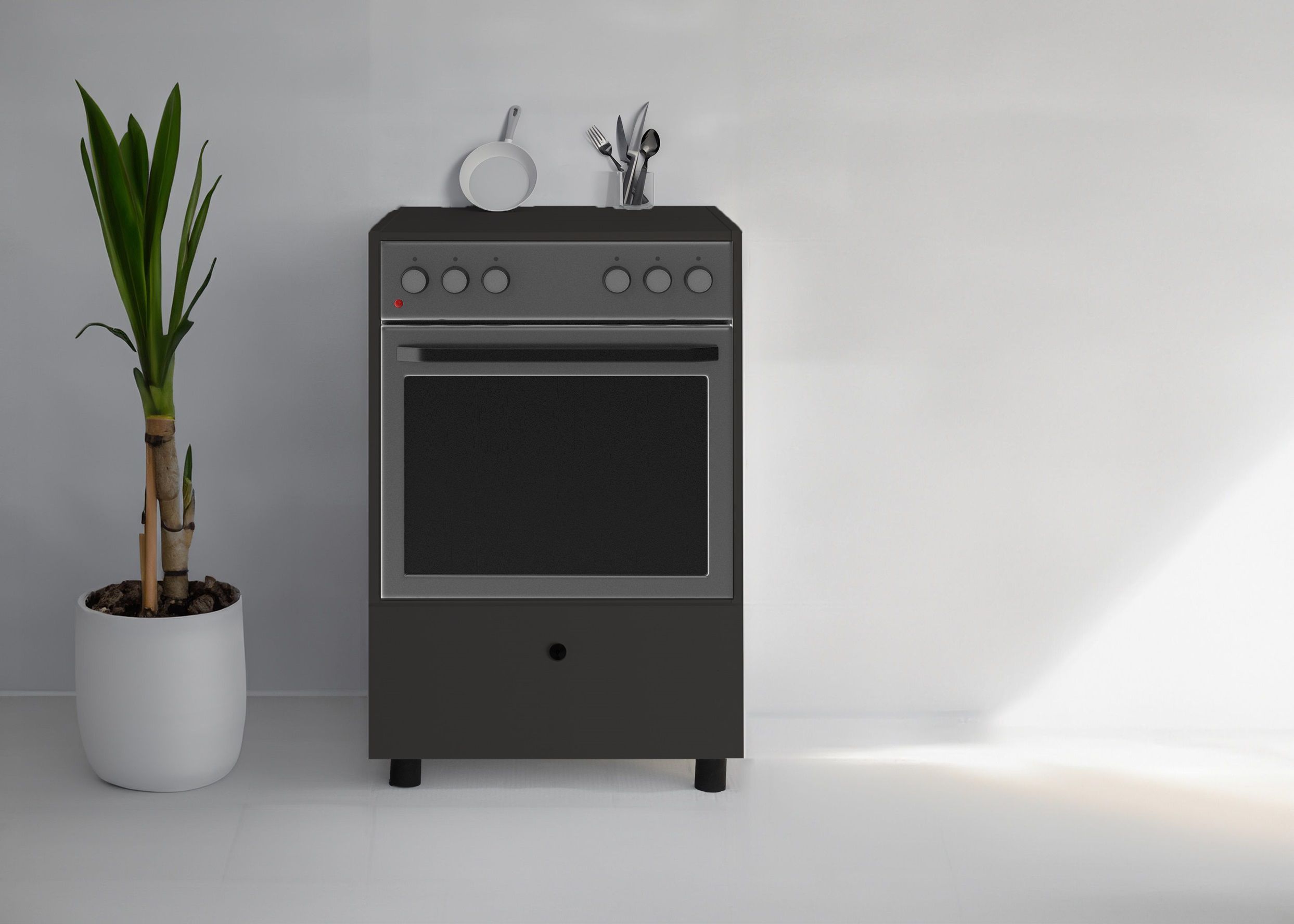 ארון שירות פרימיום לתנור Built-In דגם "קיסר" – משטח עליון סגור בגימור שחור מודרני – תמונה 2
